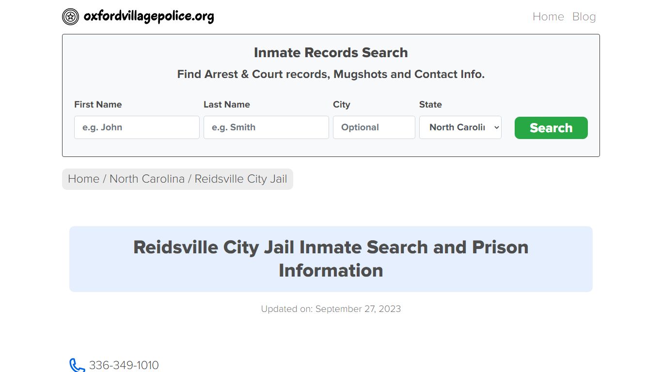 Reidsville City Jail Inmate Search and Prison Information